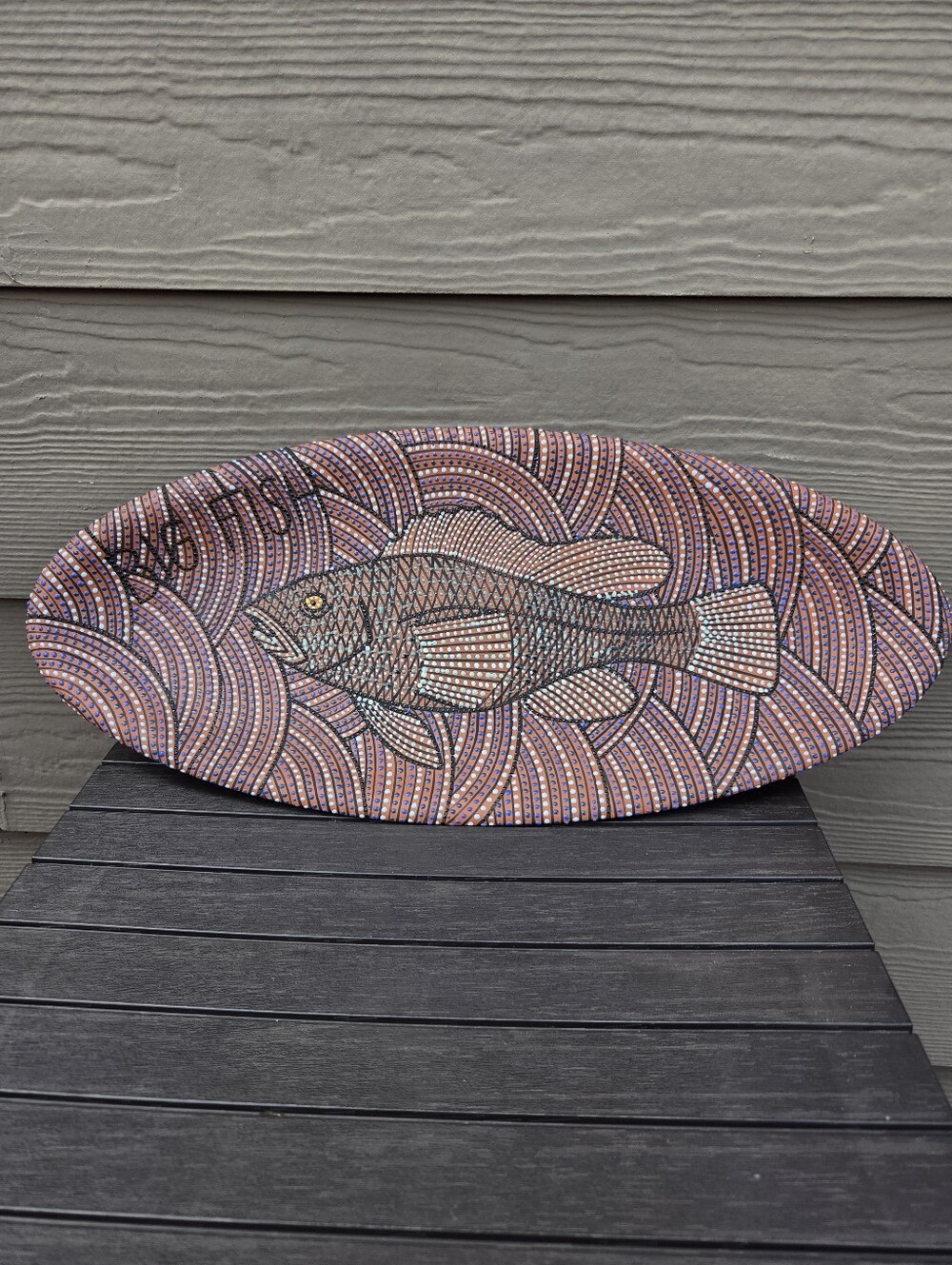 Ricky Maldonado Large 21" Hand-Coiled Ceramic Fish Platter Signed Studio Art